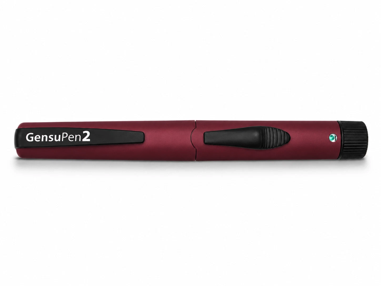 GensuPen2 Reusable Auto Injection Multi-Dose Pen with Adjustable Dose Dial (Red)